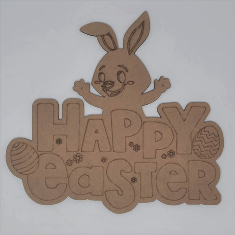 Happy Easter Sign with Bunny